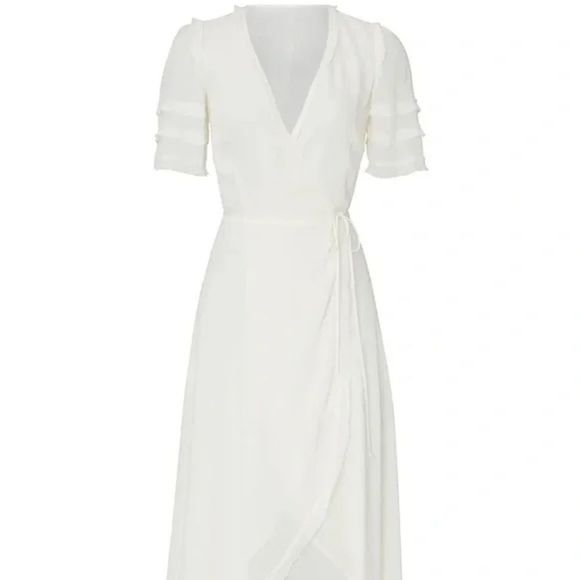 Reformation Dresses & Skirts - Reformation Lottie White Wrap Ruffle Midi Dress